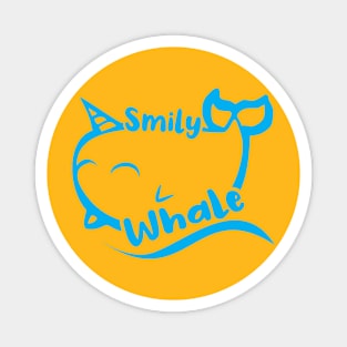 the smily whale white art work by pams Magnet